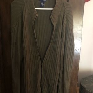 Hunter Green women’s cable cardigan sweater.